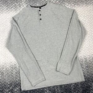 Public Rec Shirt Mens Large Gray Henley Long Sleeve Pima Cotton Tencel